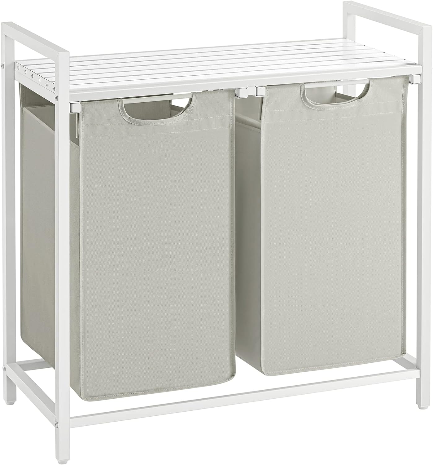 3-Bag Laundry Sorter with Shelf (120L Capacity), 3-Compartment Laundry Hamper with Removable & Washable Oxford Fabric Bags