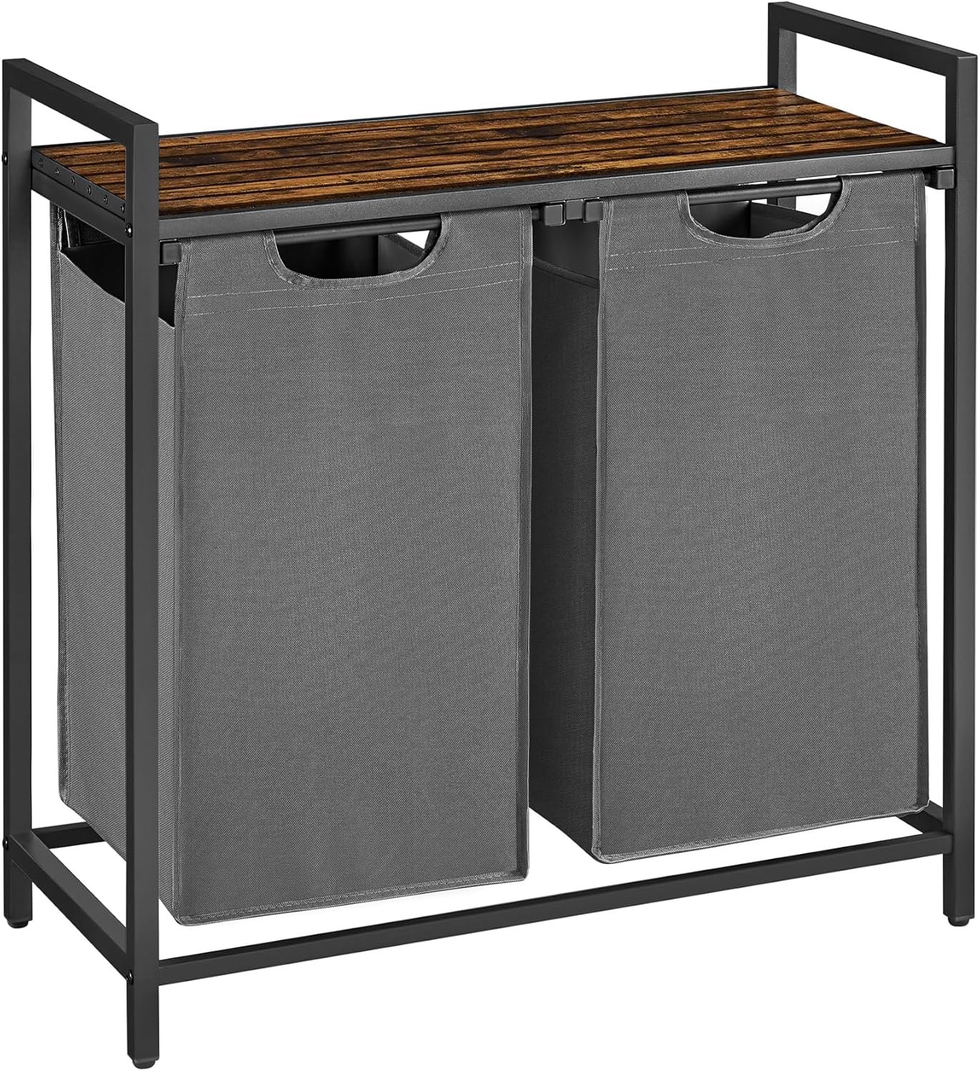3-Bag Laundry Sorter with Shelf (120L Capacity), 3-Compartment Laundry Hamper with Removable & Washable Oxford Fabric Bags