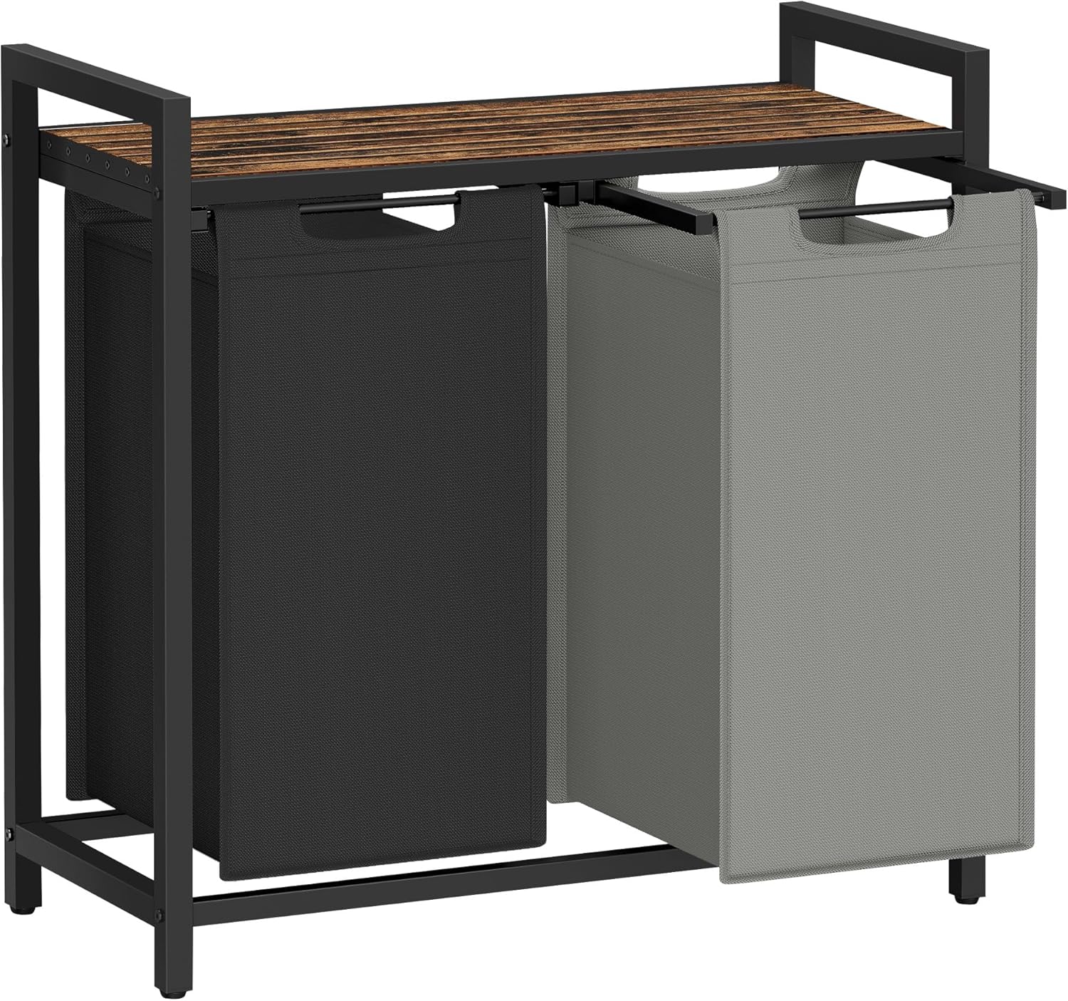 3-Bag Laundry Sorter with Shelf (120L Capacity), 3-Compartment Laundry Hamper with Removable & Washable Oxford Fabric Bags