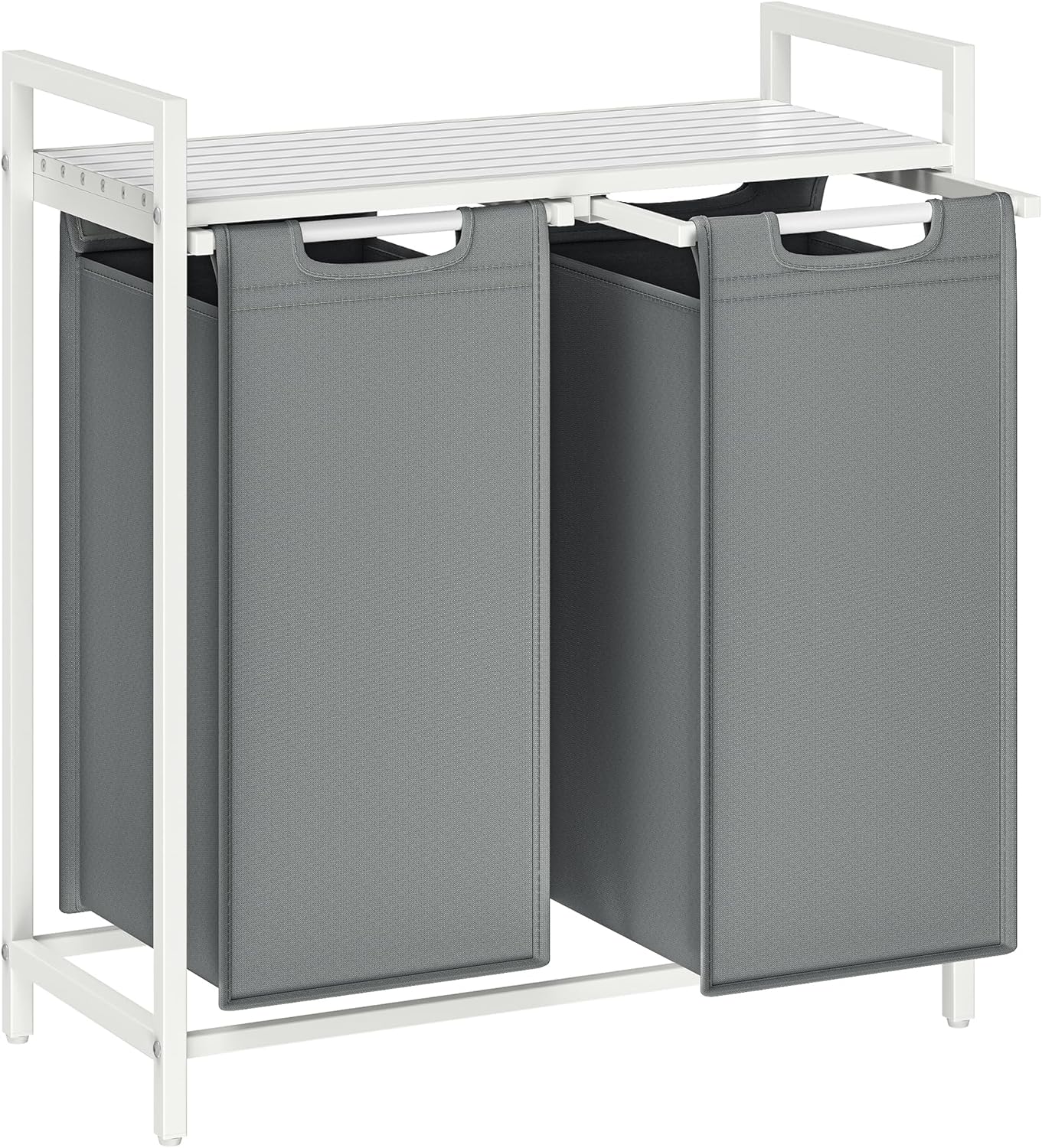 3-Bag Laundry Sorter with Shelf (120L Capacity), 3-Compartment Laundry Hamper with Removable & Washable Oxford Fabric Bags